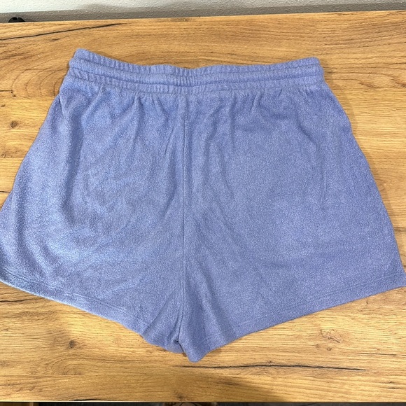 Fashion nova weekend in Malibu French terry shorts soft light blue tie string - Picture 5 of 11